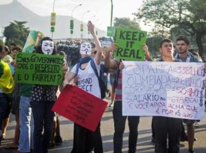Protesters against mega events in Brazil. 